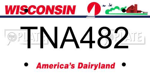 TNA482 Wisconsin License Plate