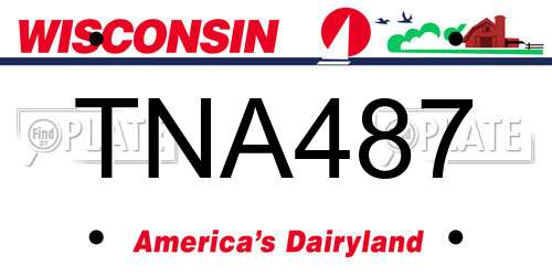 TNA487 Wisconsin License Plate