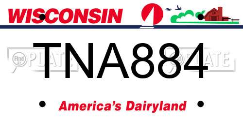 TNA884 Wisconsin License Plate