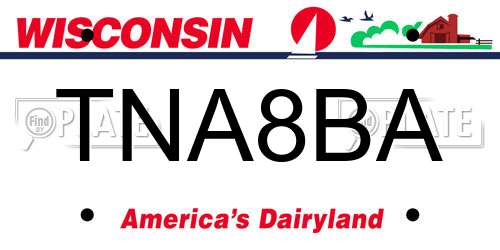 TNA8BA Wisconsin License Plate