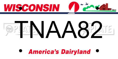 TNAA82 Wisconsin License Plate