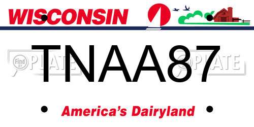 TNAA87 Wisconsin License Plate