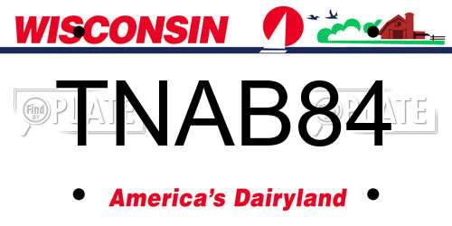 TNAB84 Wisconsin License Plate