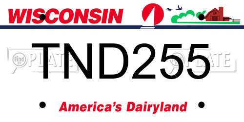 TND255 Wisconsin License Plate