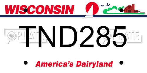 TND285 Wisconsin License Plate