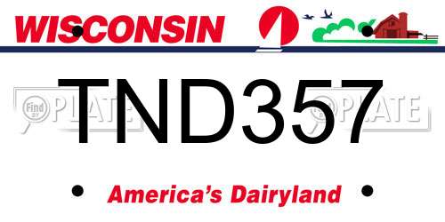 TND357 Wisconsin License Plate