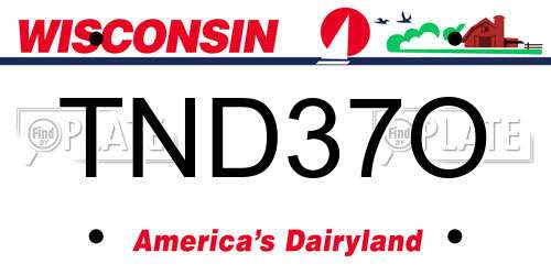 TND37O Wisconsin License Plate