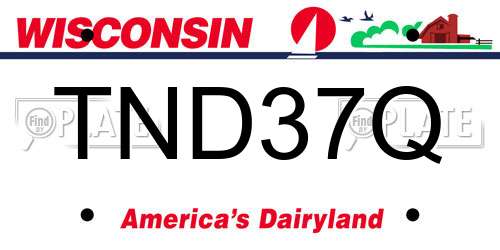 TND37Q Wisconsin License Plate