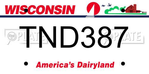TND387 Wisconsin License Plate