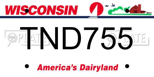 TND755 Wisconsin License Plate