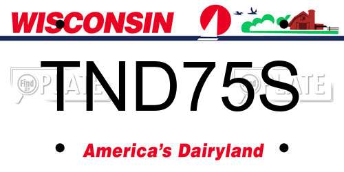 TND75S Wisconsin License Plate