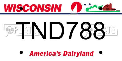 TND788 Wisconsin License Plate
