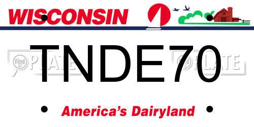 TNDE70 Wisconsin License Plate