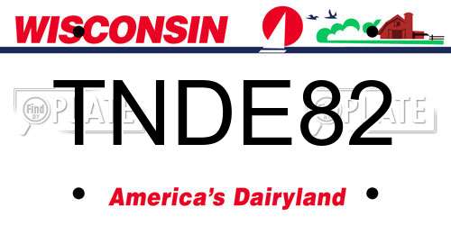 TNDE82 Wisconsin License Plate