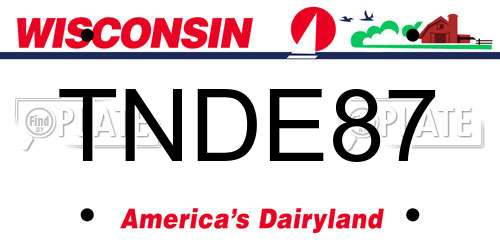 TNDE87 Wisconsin License Plate