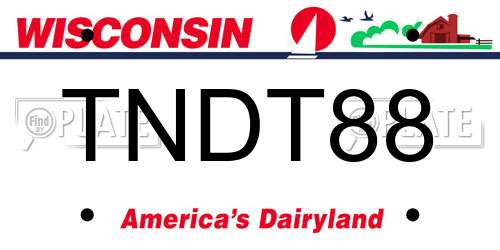 TNDT88 Wisconsin License Plate