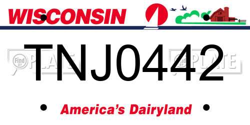 TNJ0442 Wisconsin License Plate