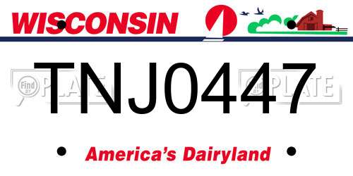 TNJ0447 Wisconsin License Plate