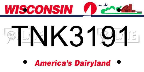 TNK3191 Wisconsin License Plate