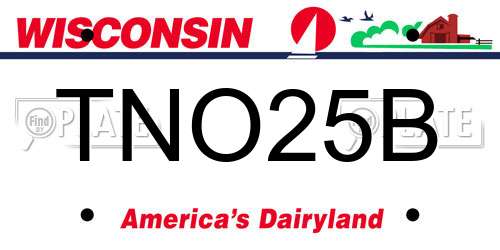 TNO25B Wisconsin License Plate