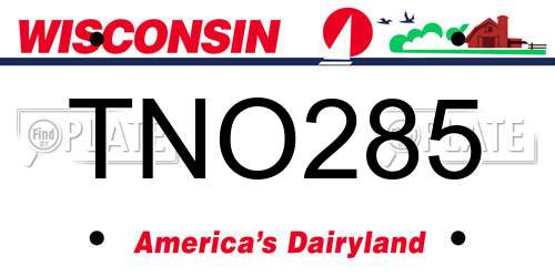 TNO285 Wisconsin License Plate