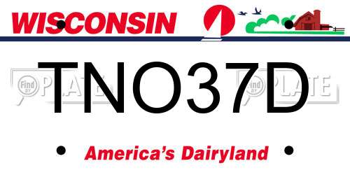 TNO37D Wisconsin License Plate