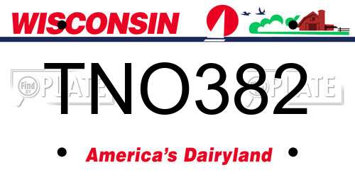 TNO382 Wisconsin License Plate