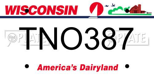 TNO387 Wisconsin License Plate