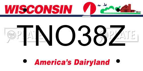 TNO38Z Wisconsin License Plate