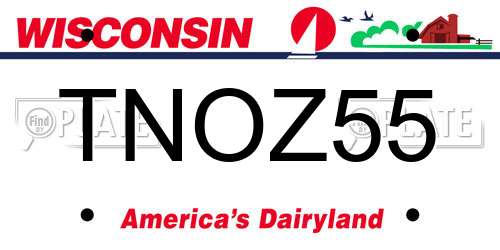 TNOZ55 Wisconsin License Plate