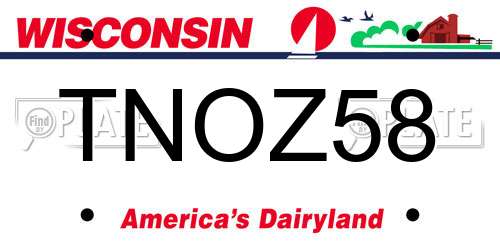 TNOZ58 Wisconsin License Plate