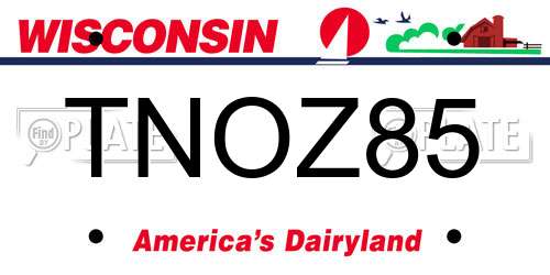 TNOZ85 Wisconsin License Plate