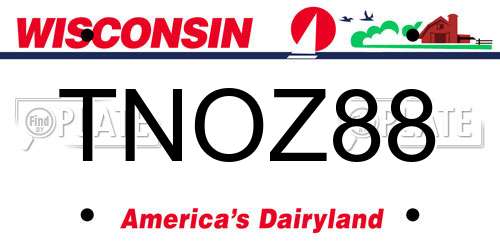 TNOZ88 Wisconsin License Plate