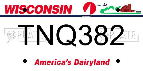 TNQ382 Wisconsin License Plate