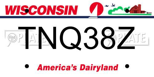 TNQ38Z Wisconsin License Plate