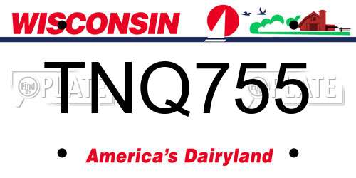 TNQ755 Wisconsin License Plate