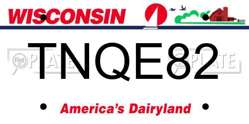 TNQE82 Wisconsin License Plate