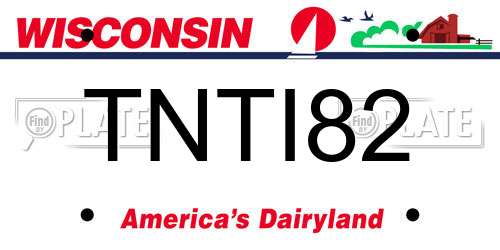 TNTI82 Wisconsin License Plate
