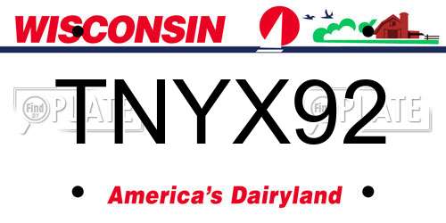 TNYX92 Wisconsin License Plate