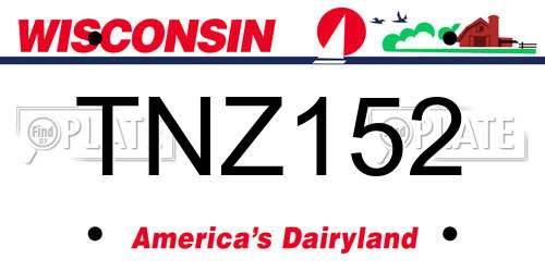 TNZ152 Wisconsin License Plate
