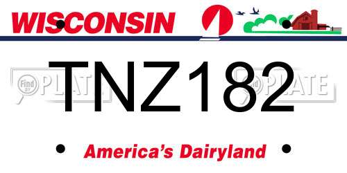 TNZ182 Wisconsin License Plate