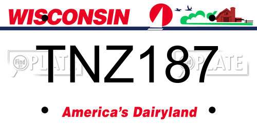 TNZ187 Wisconsin License Plate