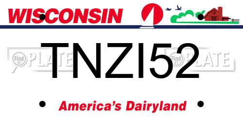 TNZI52 Wisconsin License Plate