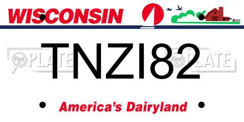 TNZI82 Wisconsin License Plate