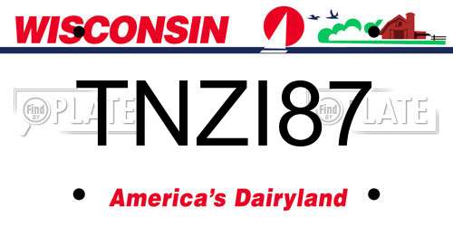 TNZI87 Wisconsin License Plate