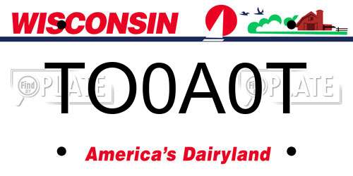 TO0A0T Wisconsin License Plate