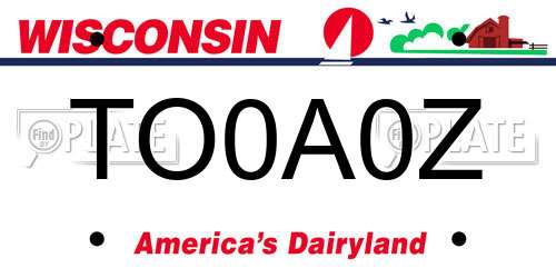 TO0A0Z Wisconsin License Plate