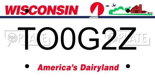 TO0G2Z Wisconsin License Plate