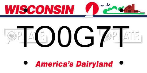 TO0G7T Wisconsin License Plate