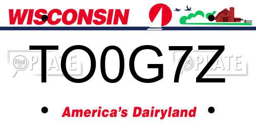 TO0G7Z Wisconsin License Plate